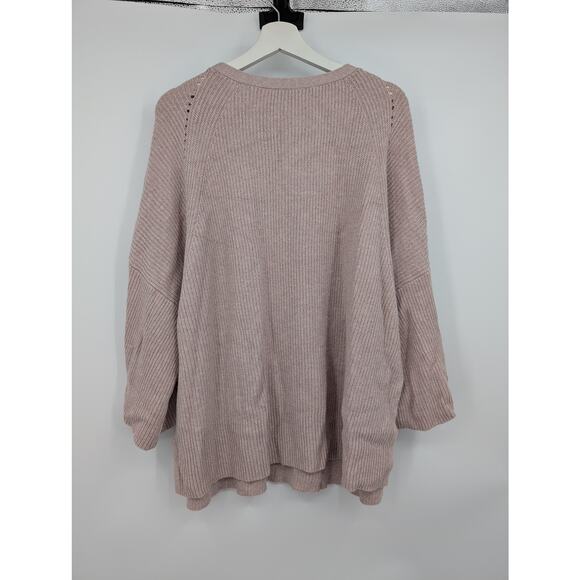 Ann Taylor Oversized XS S Cashmere Lagenlook Blush Short Sleeve Sweater Career - Picture 3 of 8